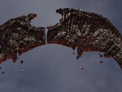 Angel Wings of Stone Curved Dark  3D model