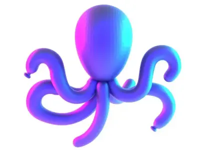 Purple Octopus Balloon Decoration Props Second Life toy 3D print model