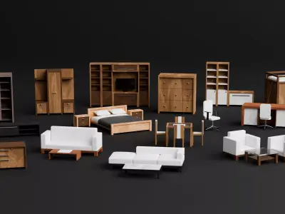 Modern Home Furniture Pack Low-poly 3D model