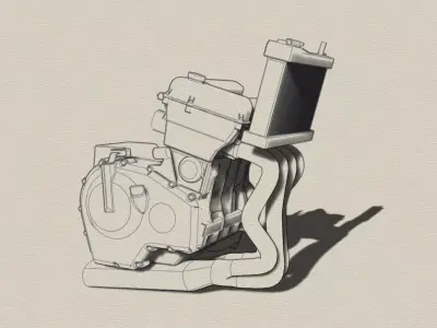 motorcycle engine inline 4  3D model