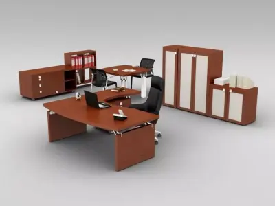 Wooden Office Set 3D model