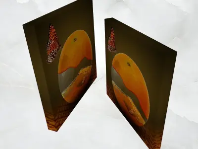 Canvas Art Surreal Orange Fruit Low-poly 3D model