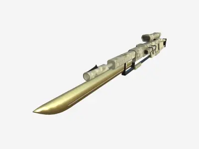 SciFi Sniper Gunblade A10 Desert Camouflage - Fiction Weaponry Low-poly 3D model