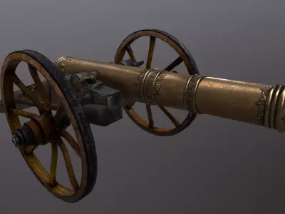 Gun low poly cannon Low-poly 3D model