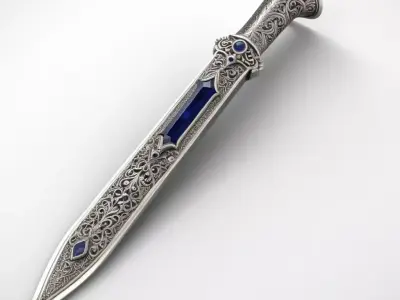 Ornate Fantasy Dagger with Gem Inlays 3D model