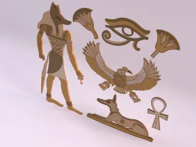 Egyptian Symbols - 040 Low-poly 3D model