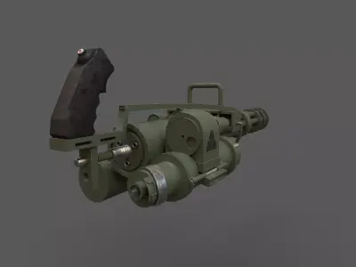 Minigun military green Low-poly 3D model