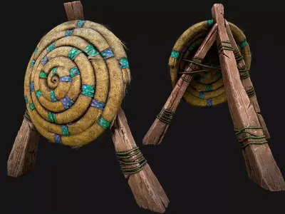 Straw Target Archer Medieval Training Fair Range Barracks Low-poly 3D model