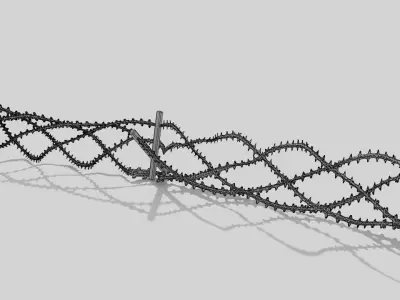 Barbwire barbed wire fence Free 3D model