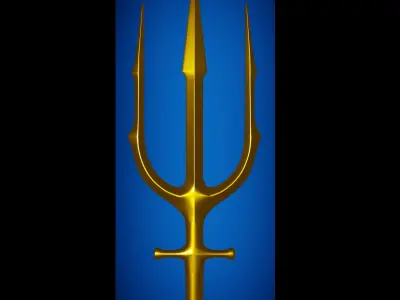Atlan trident from the movie Aquaman Low-poly 3D model