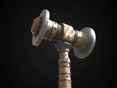 Stylized Dwarf Sword - Thundergut - Game Ready 3D model