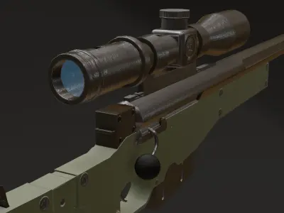 AWP Sniper Rifle game ready LowPoly Low-poly 3D model
