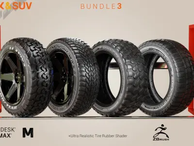 TRUCK - SUV Tire Pack Bundle 3 Low-poly 3D model