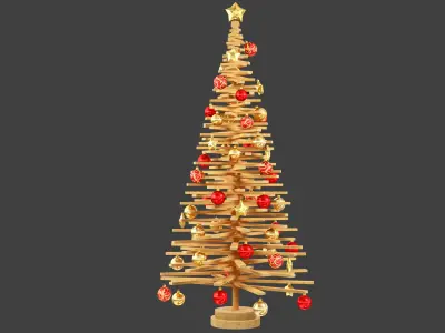 Wooden Christmas Tree V6 3D model