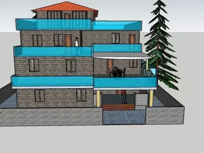residential building 3d elevation Free low-poly 3D model