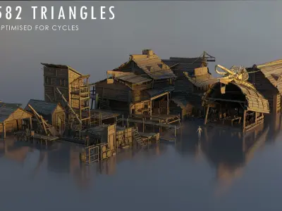 Pirate Town - Kitbash Low-poly 3D model