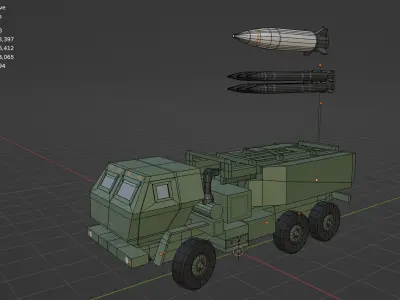HIMARS Launch rocket system Low-poly 3D model