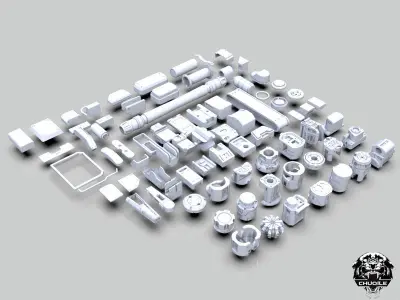 Sci-fi Hard Surface Kitbash 3D model