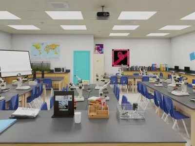 Detail School Science Laboratory Interior Architecture 3D model