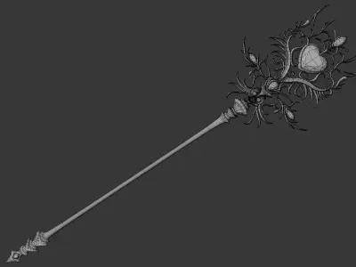 Dark Magic Wand 001 3D model
