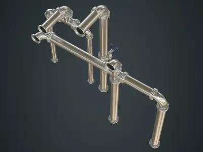 Industrial Pipes 2B Low-poly 3D model