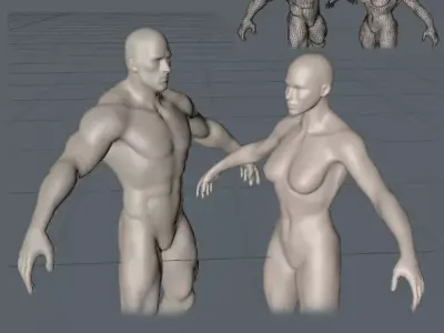 Man and Woman Low-poly 3D model