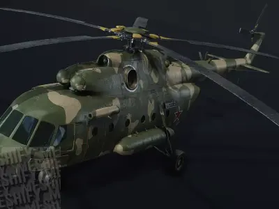 Heavy Military Transport Helicopter Low-poly 3D model