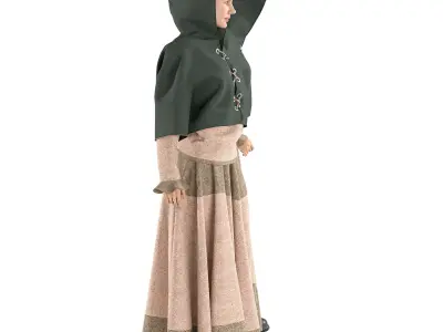Authentic 3D Medieval Peasant Costume - Historic Folk Attire Low-poly 3D model