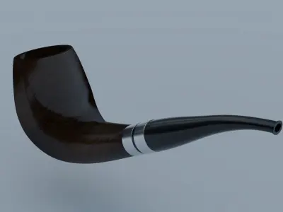 Smoking Pipe Half-Bent Wood 3D model