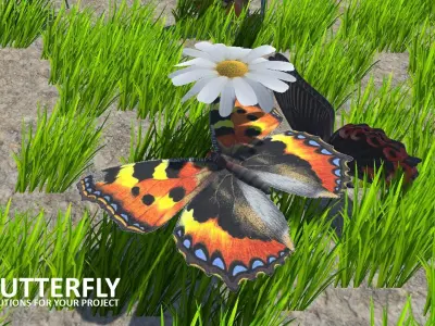 AI butterfly for Unity Low-poly 3D model