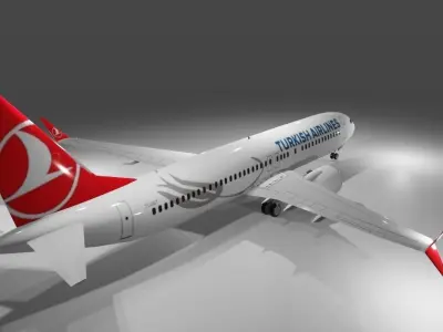 Turkish airlines Boeing 737 max8 3d model Low-poly 3D model