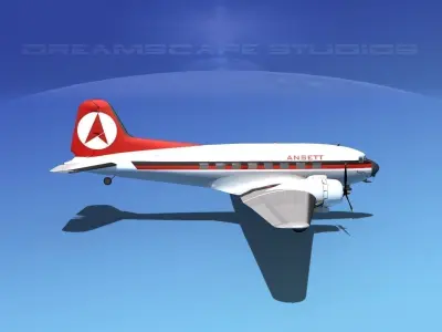 Douglas DC-3 Ansett Airways 3D model