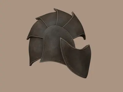 Leather Scales Medieval Helmet - Character Design Low-poly 3D model