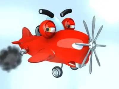 Airplane cartoon rigged Low-poly 3D model