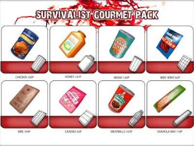 Survivalist Gourmet Pack Low-poly 3D model