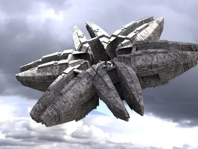 Sci-Fi dark Platforms Floating 2 3D model