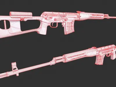 SVD Dragunov Sniper Rifle Low-poly 3D model