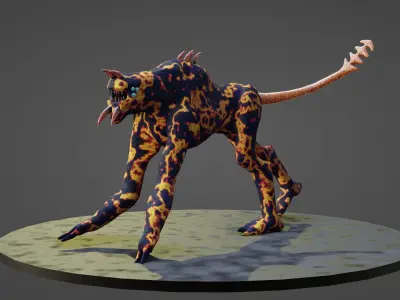 Alien dog creature Low-poly 3D model