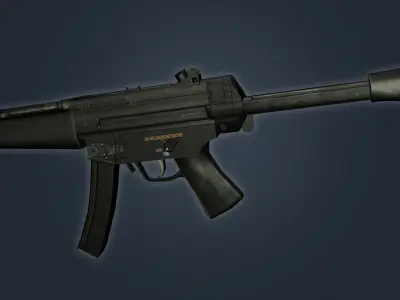 MP5 Game Ready with Textures Low-poly 3D model