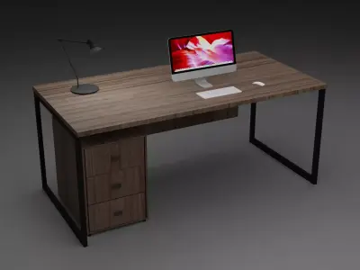 Low Poly office table Free low-poly 3D model