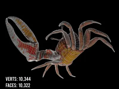 Crab Low Poly with PBR Textures Low-poly 3D model