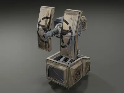 Foldable turret Low-poly 3D model