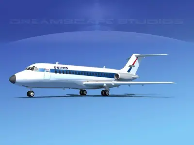 Douglas DC-9-15 United 1 3D model