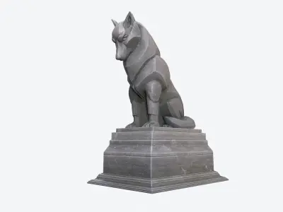 Wolf Sculpture Low-poly 3D model