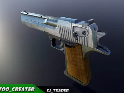 Pistol Desert Eagle Low-poly PBR 3D model Low-poly 3D model