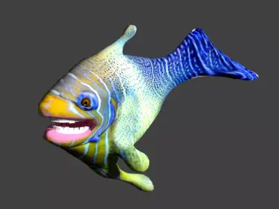 CARTOON TROPICAL GLADFISH LOWPOLY Low-poly 3D model