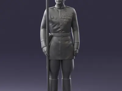 000110 Smiling Soviet Heroic Soldier in Parade Stance 0116 3D model