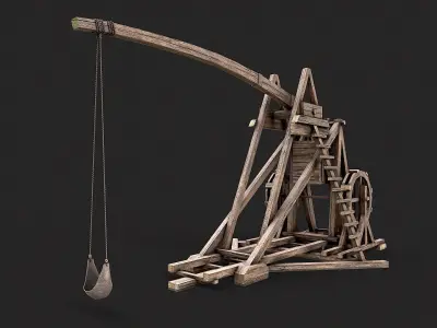 Medieval Siege Trebuchet 4 Low-poly 3D model