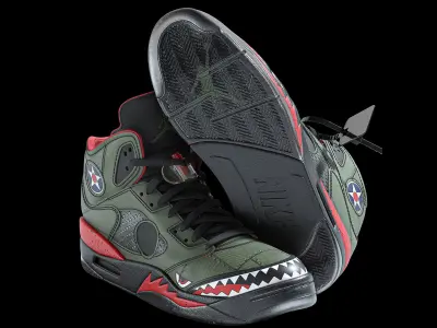 Off White Nike Jordan 5 Air force USA Low-poly 3D model