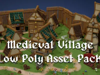 Low Poly Medieval Village Pack Low-poly 3D model